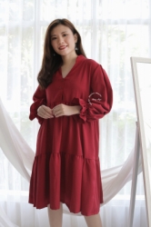 MAMA HAMIL Ruffle Dress Wanita Busui Polos Lengan Panjang Balon Cantik Modis BUSUI Murah MONIQ DRO 1019 35  large